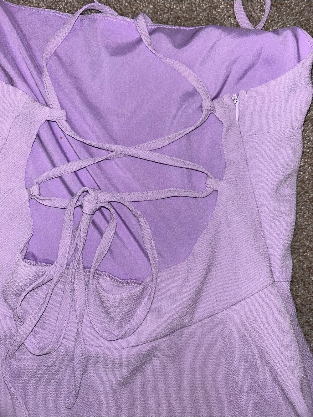 New Women’s Small Lilac Lace-Up Spaghetti Strap Dress - Picture 2 of 5